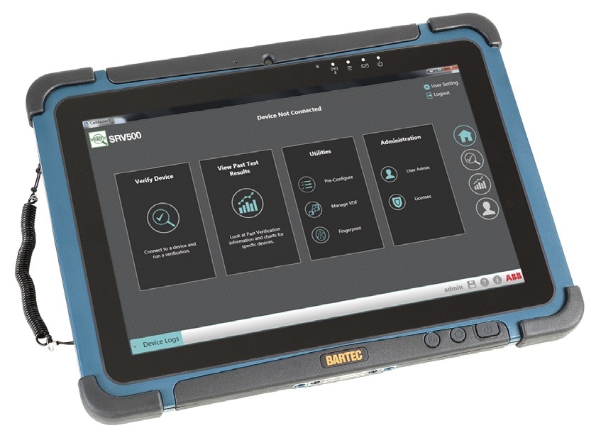 ABB Ability Instrumentation verification software operated on industrial tablet