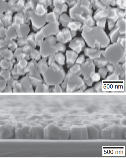 SEM images of GaN grown on graphene/Si(100)