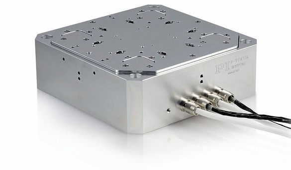 This six-degree-of-freedom closed-loop, sample positioning stage is based on a parallel-kinematic flexure design and capacitive position feedback. (Image: PI)