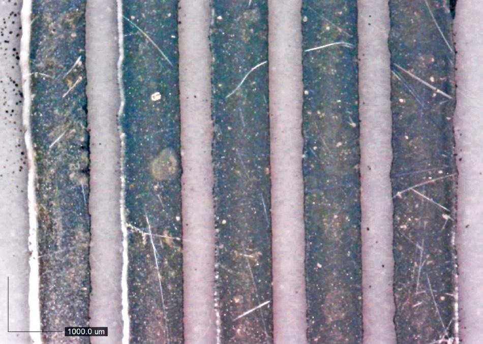 Detail of the mold and antenna tracks.