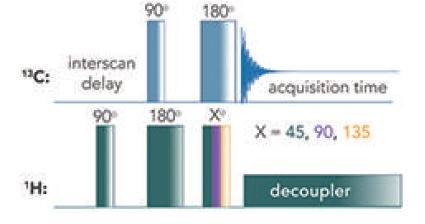 Pulse sequence of the different DEPT experiments (DEPT-45, -90, -135).[4]