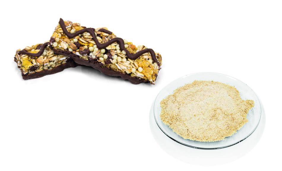 Homogenous sample “cereal bars“ before and after comminution