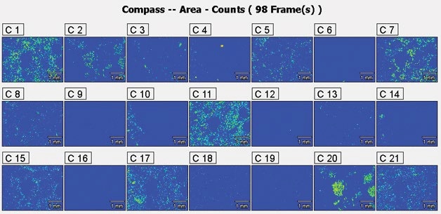 Principal components of the pad sample using the area method of analysis.