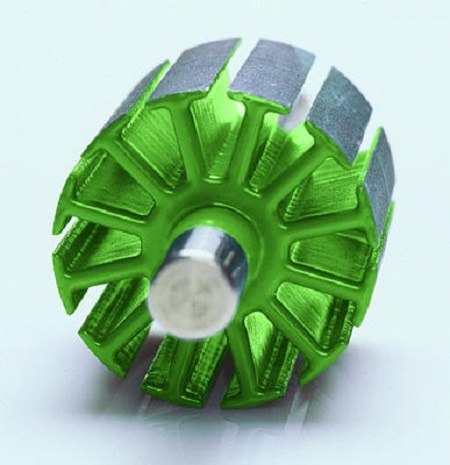 Epoxy coated slot insulation on motor armature of an electric motor.