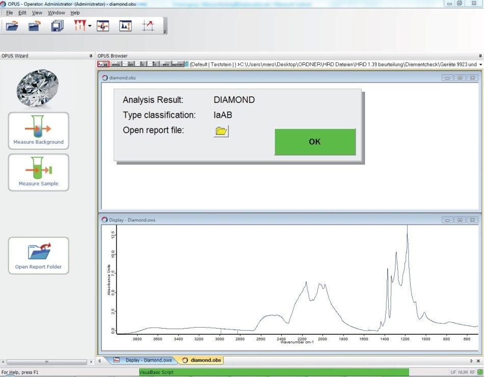 Display of the analysis result.