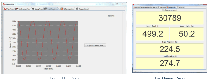 Live display during fatigue testing