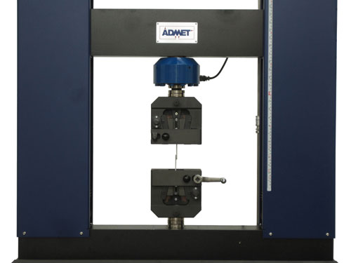 ASTM D1002 test setup with wedge grips on an eXpert 1600.