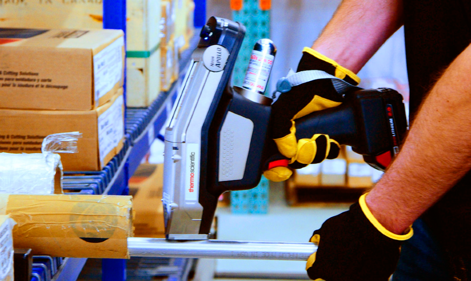 The Niton Apollo in use, validating a Mill Test Report (MTR) prior to fabrication.