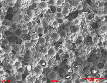 Ductile cast iron with excessive graphite concentration.