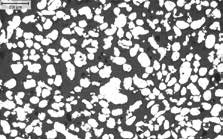 Embedded Aluminum powder / polished surface / 4x microscope lens Powder particles polished down to half of the particle size or big particles are suited best for hardness testing with meaningful results.