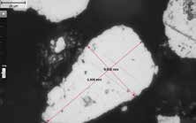 Size of an aluminum powder particle measured in hardness testing software (40x lens).