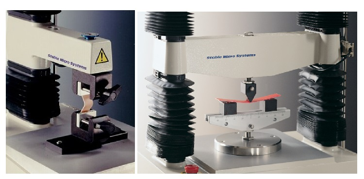 Flexibility and 3 point bend testing on a Texture Analyser.