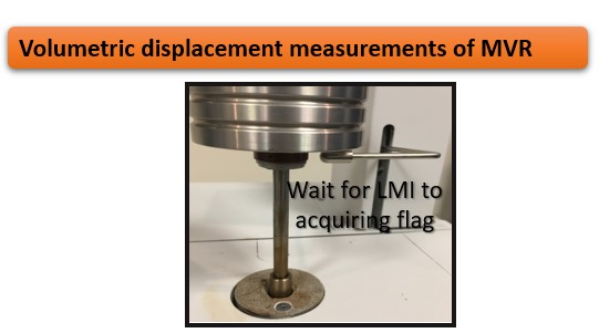 Volumetric displacement measurement of MVR using a Dynisco LMI5500.