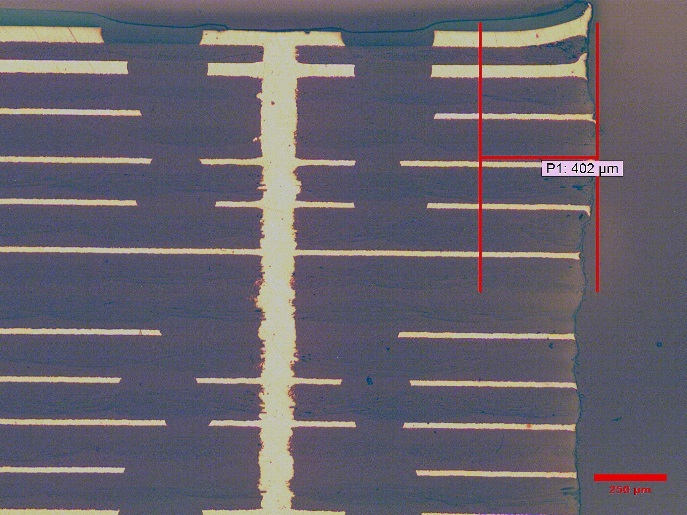 Damage from router sectioning.