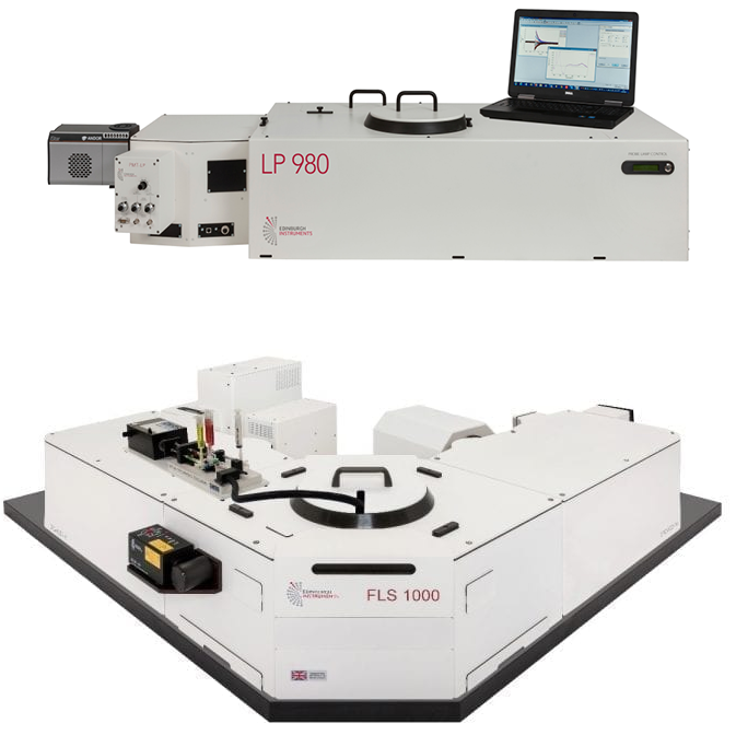 (Top) The Edinburgh Instruments LP980 Transient Absorption Spectrometer and (Bottom) the FLS1000 Photoluminescence Spectrometer.