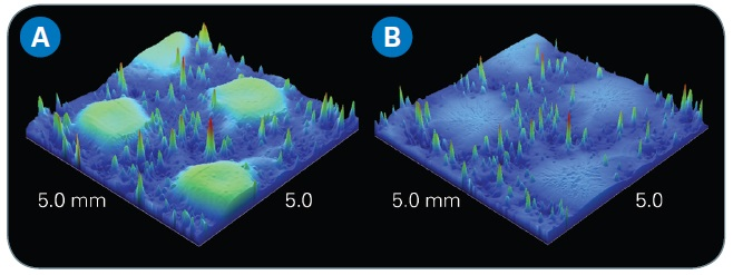 (a) Diamond before testing, and (b) the same diamond after the wear test.