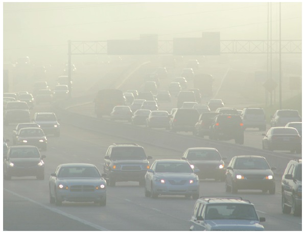 Vehicles on a congested highway