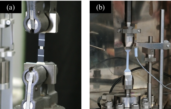 Condition of Tests. (a) Static Tensile Test, (b) High-Speed Tensile Test.