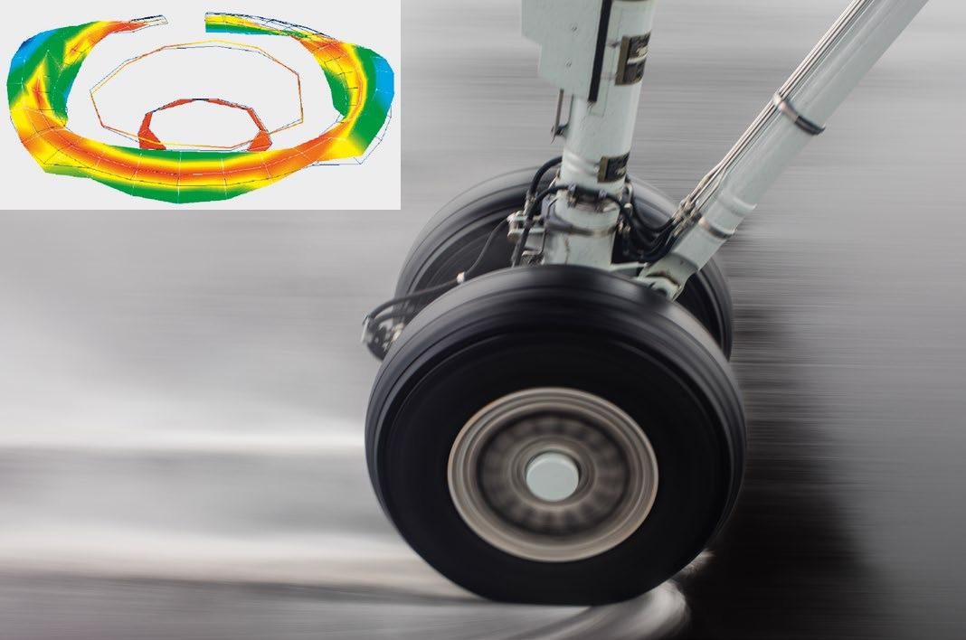 Operational deflection shape of an aircraft wheel.