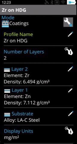 Excerpt of a user-defined profile (analytical method).