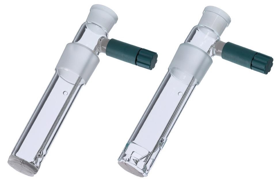 Coulometric Karl Fischer Generator electrode with diaphragm (left) and without diaphragm (right).