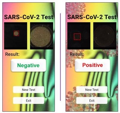A smartphone screenshot indicating a negative result (left) and positive result (right).