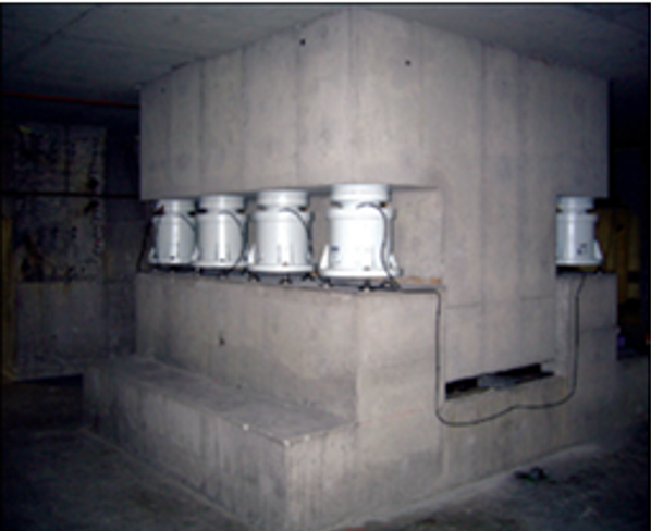 Large, dedicated poured in place concrete plinth.