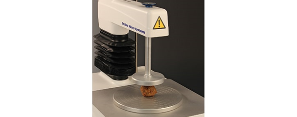 Typical compression test on a Texture Analyser.
