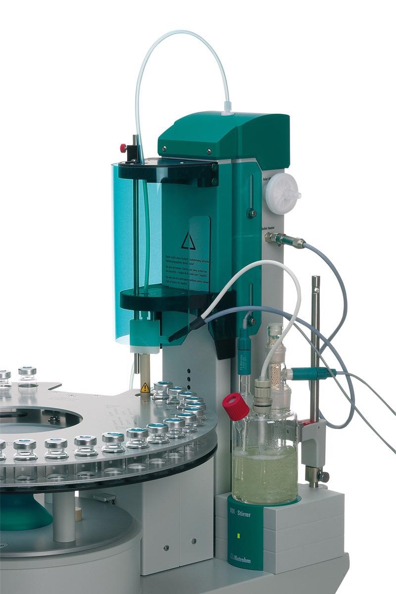 Fully automated KF Titration with the Metrohm 874 KF Oven Sample Processor.