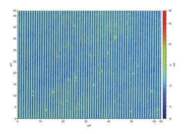 Single FOV image with 50x objective and 2x zoom lens on a test structure (line width/spacing - 0.5µm/0.5µm)