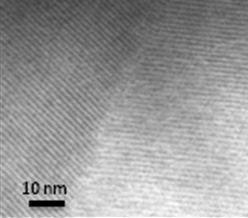 STEM-in-SEM image of Faujasite zeolite with 7.4 A lattice spacing.