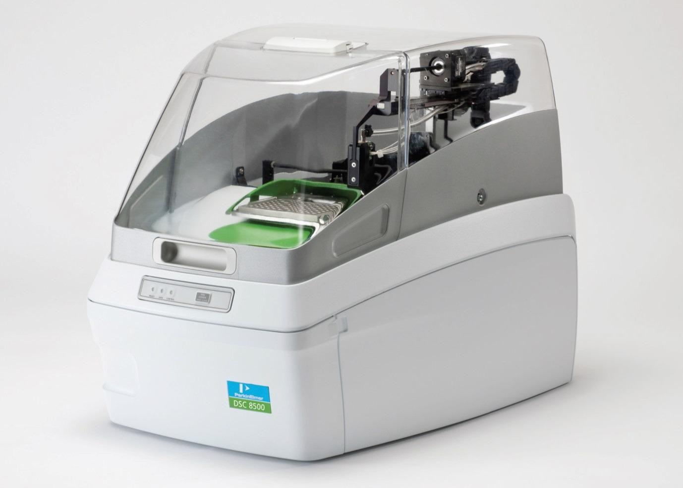 The DSC 8500 is a dual furnace power compensated design differential scanning calorimeter capable of very precise control on heating and cooling.