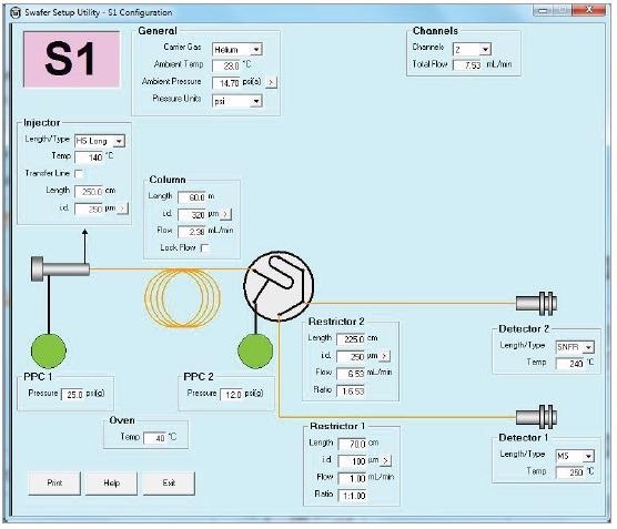 The Swafer utility software showing the settings used for this hop aroma characterization work.