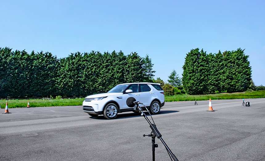 Outdoor pass-by noise test track.