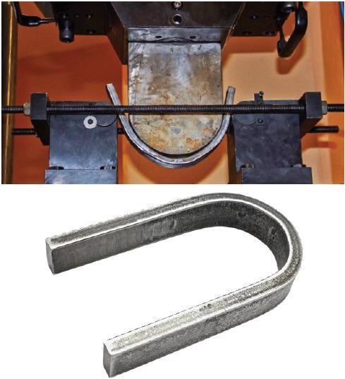 Bend test (top) and tested piece (bottom).