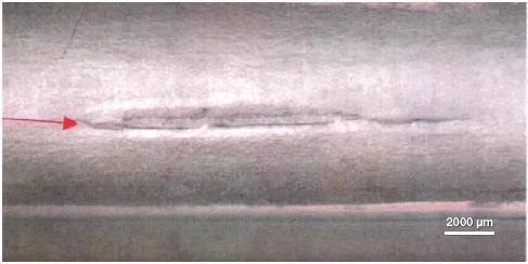 Image of a failed bend test.