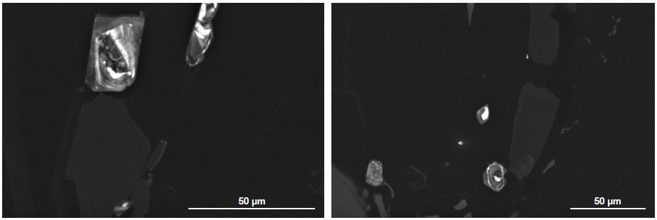 CL images of the areas shown in Figure 6 (Acc. voltage 10 keV, beam current 0.76 nA).