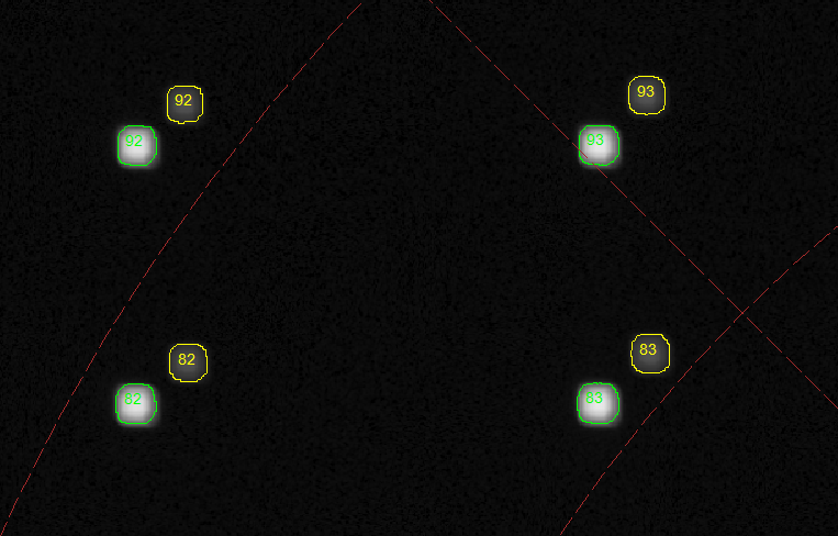 TT-HUD detects duplicate projections (overlapping or separated from the primary image) that are caused by ghosting effects using a Ghosting Analysis function.