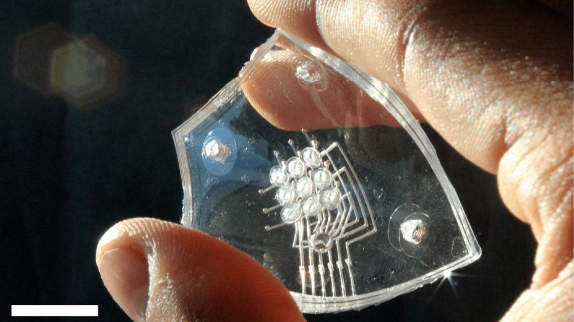 A Cornell-led collaboration created a system that uses combustion to inflate silicone membrane “dots,” which could someday serve as a dynamic braille display for electronics. The stretchable technology could also be incorporated into soft robots, surgical tools and wearable virtual reality equipment.