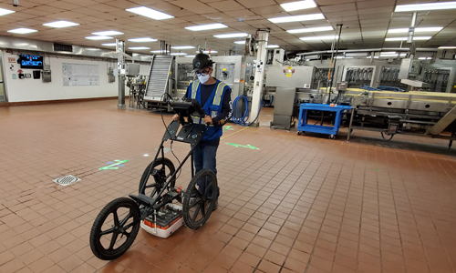 Concrete scanning and utility locating using GPR and RD at Gallo Winery facilities.
