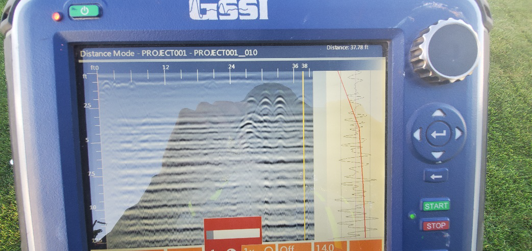 Multiple underground utilities located at various depths prior to renovation work outside Gallo Winery facilities.