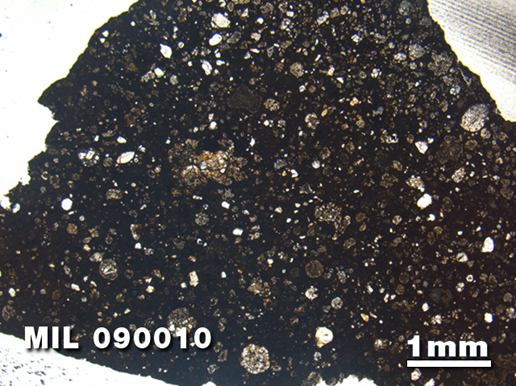 Plane-polarized light photomicrograph of the thin section sample MIL 090010, after [4].