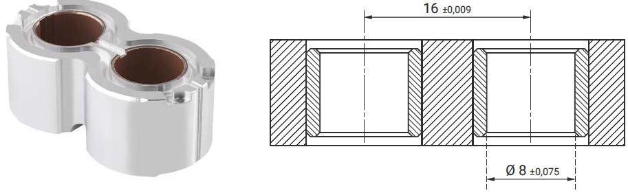 Critical dimensions and target tolerances on bushing block assembly