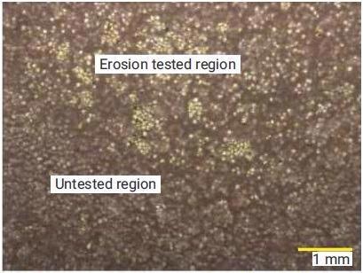 Cavitation erosion test sample, powder-based liner.