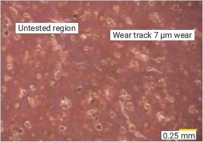Boundary wear tested sample, powder-based liner.