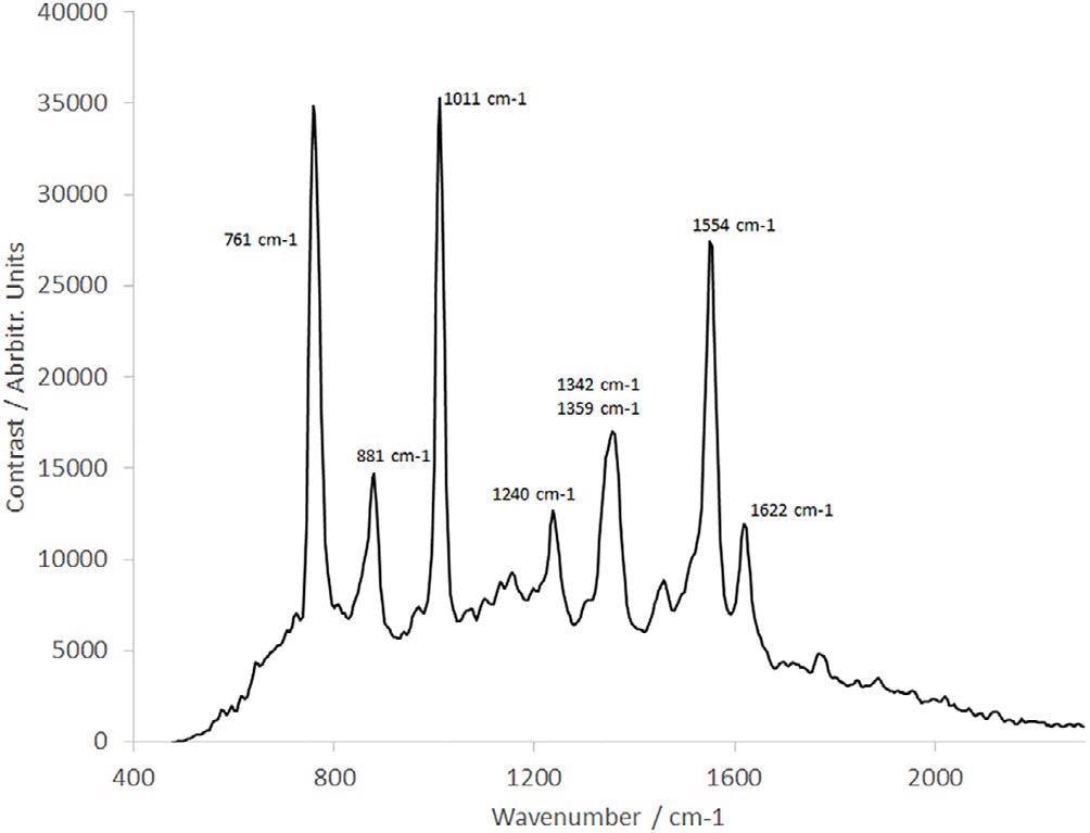 Raman spectrum of tryptophan.