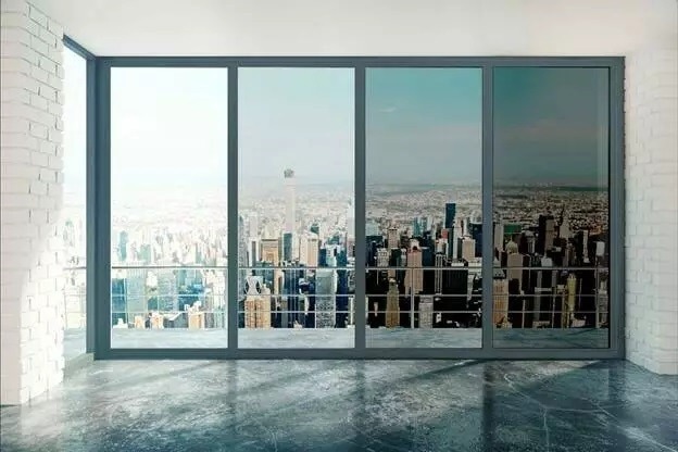 Example of progressively darker tint on architectural glass that uses electrochromic technology