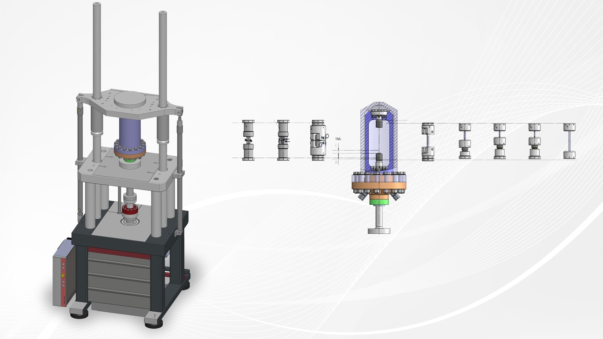 Servohydraulic testing system for various fatigue tests under hydrogen atmosphere.