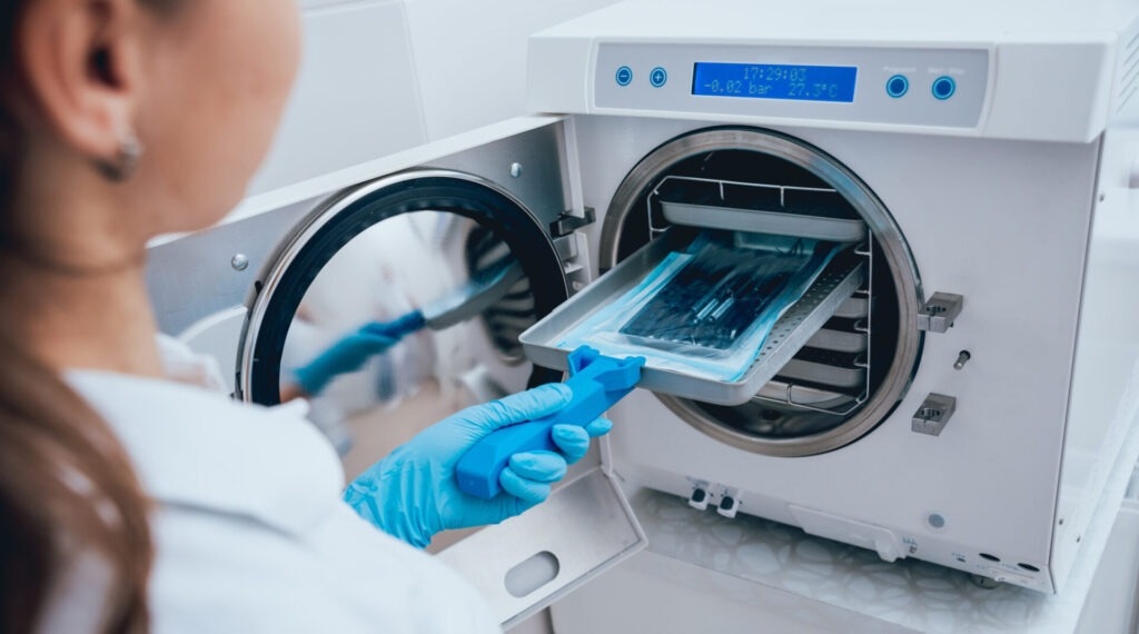 Sterilizing medical tools.