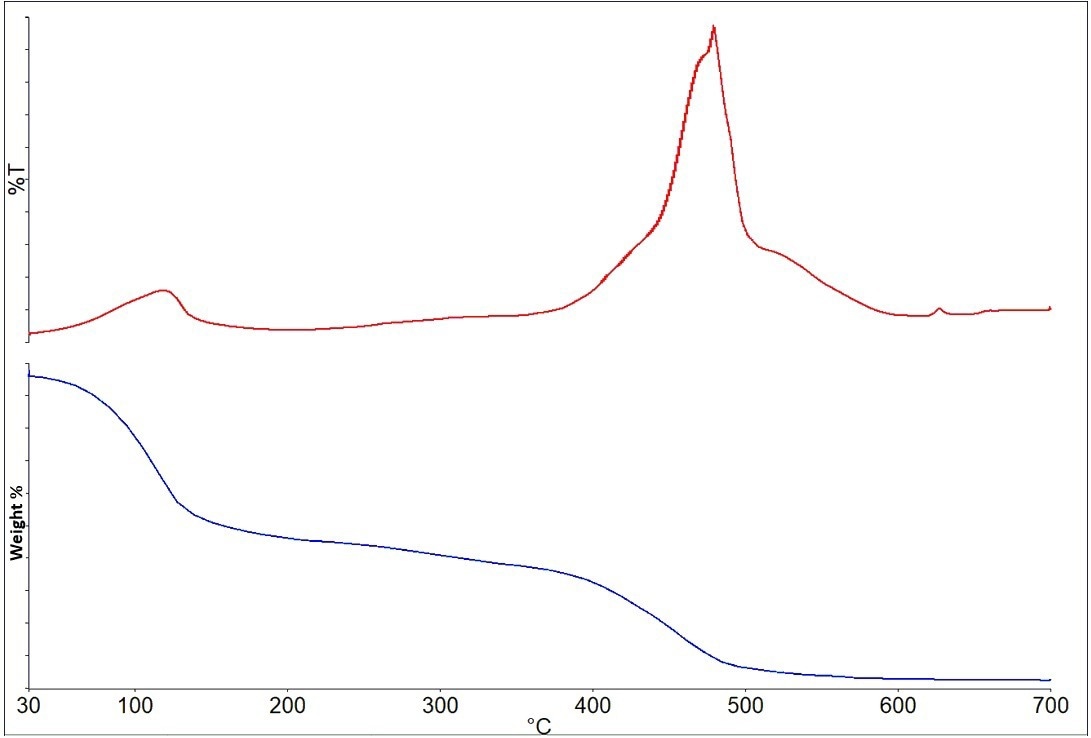 Gram-Schmidt plot (top) and Weight Loss curve (bottom) for the solvent-based paint.